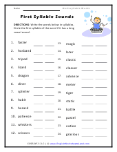 First Syllable Sounds Preview