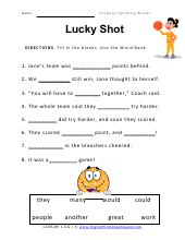 Lucky Shot Preview Worksheet Preview