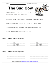 The Sad Cow Preview Worksheet Preview