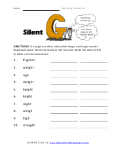 Silent G Worksheet Preview