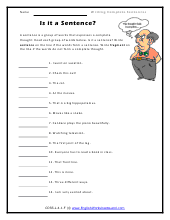Writing Appropriate Complete Sentences Worksheets