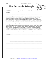 Central Ideas of Text Worksheets