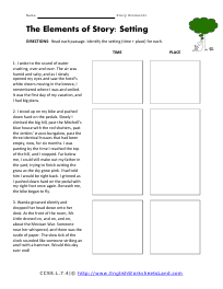 Story Elements Worksheets