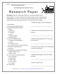 Grade 6 Research Skills Worksheets