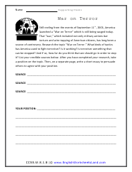 Writing Supporting Claims Worksheets