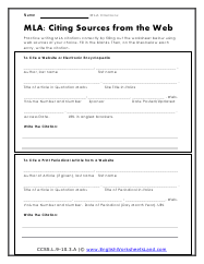 MLA Citations Worksheets