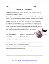 Asking and Answering Questions About Text Worksheets