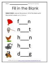 kindergarten spelling worksheets