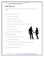 Romeo and Juliet Worksheets