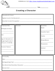 Character Development Worksheet Teaching Resources