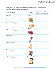 Countable Nouns Picture Preview