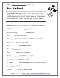 helping verb worksheets