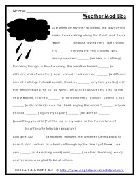 Weather Mad Libs Worksheet Preview