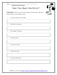 Sentence Correction Worksheets